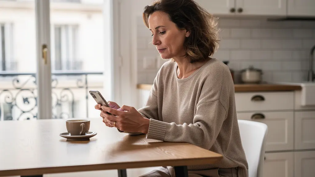 Femme vérifiant ses comptes bancaires après un regroupement de crédits