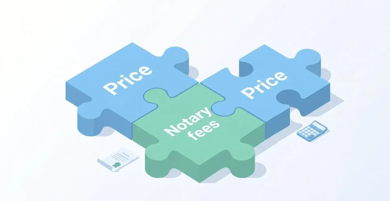 Illustration de deux pièces de puzzle s'emboîtant : prix du bien et frais de notaire forment le budget total.